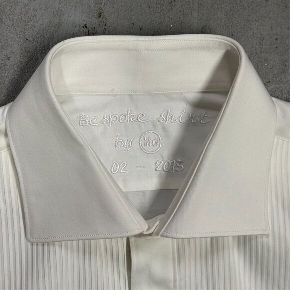 MD Bespoke Tuxedo Shirt White Dress Shirt Custom French Cuff Cotton 16 1/2 Large - Picture 5 of 7
